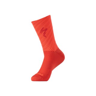 Specialized EQ 2021 SOFT AIR ROAD TALL SOCK Flo Red/Rocket Red Stripe
